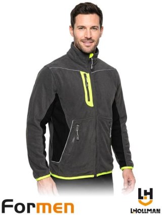 BLUZA Z POLARU OCHRONNA - XL - CIEMNOSZARO-CZARNO-ŻÓŁTY