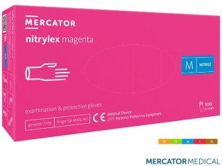 RĘKAWICE NITRYLOWE 8% VAT - L - RÓŻOWY BEZPUDROWE NITRYLEX MAGENTA