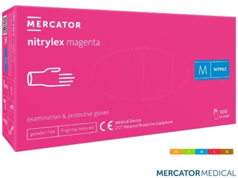 RĘKAWICE NITRYLOWE 8% VAT - L - RÓŻOWY BEZPUDROWE NITRYLEX MAGENTA