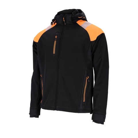 Kurtka wind softshell z odblaskami czarna na zamek L