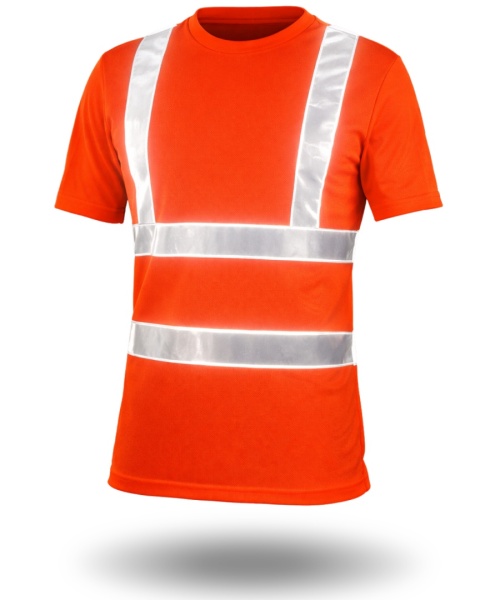 T-shirt pomarańczowy roboczy z pasami odblaskowymi L