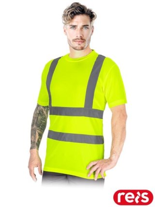 T-shirt żółty roboczy z pasami odblaskowymi 3XL