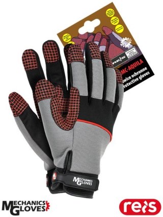 RĘKAWICE OCHRONNE - L - SZARO-CZARNO-CZERWONY Aquila Mechanics Gloves