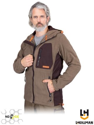 BLUZA Z POLARU OCHRONNA - M - BEŻOWO-BRĄZOWO-POMARAŃCZOWY