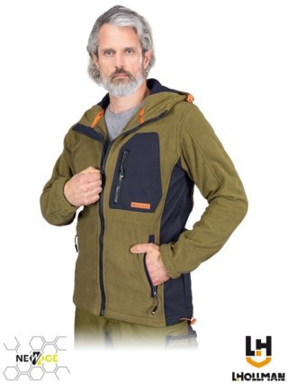 BLUZA Z POLARU OCHRONNA - S - KHAKI-GRANATOWO-POMARAŃCZOWY