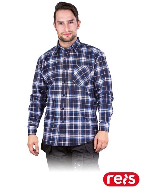 KOSZULA FLANELOWA OCHRONNA - 5XL - GRANATOWO-NIEBIESKI