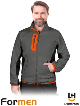 BLUZA Z POLARU OCHRONNA - 2XL - CIEMNOSZARO-CZARNO-POMARAŃCZOWY